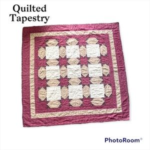 Hand Made | Quilted Tapestry | 38.5” x 39.5” | Floral | Quilt | Baby Blanket